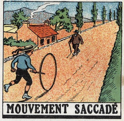 Movements: jerking movement. A child playing with a hoop. Anonymous illustration from 1925. Private collection. by Anonymous Anonymous