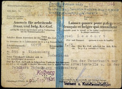 Passport of the Second World War, Passport for French and Belgian CEO who work, 25/9/1944 by Anonymous Anonymous