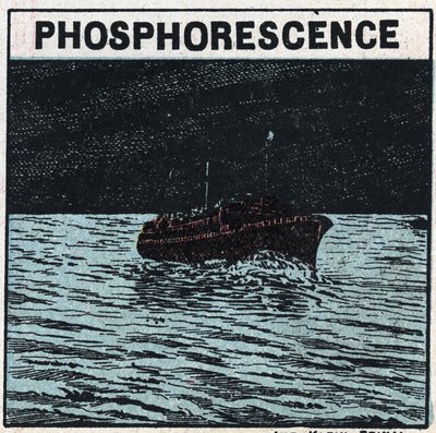Phosphorescence: the wake of a boat leaves a light mark at night when it passes in the middle of a bank of phosphorescent animals called infusoria 