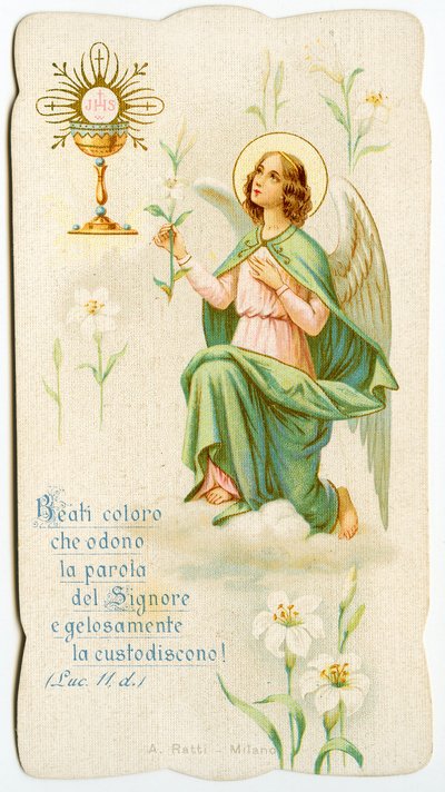 Pious Image: An Angel Holding a Lily (engraving) by Anonymous Anonymous