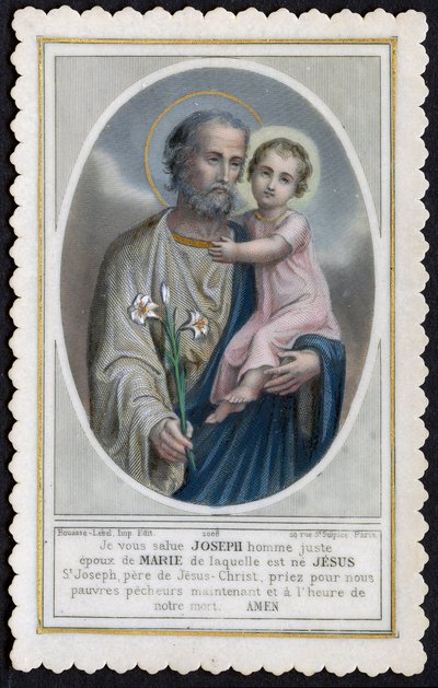 Pious image: Jesus as a child in the arms of Joseph by Anonymous Anonymous