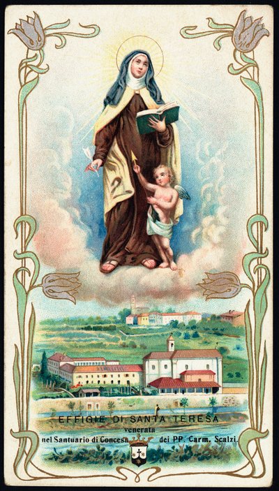 Pious image: Representation of Saint Therese of Jesus or Avila (1515-1582), Spanish mystic and Carmelite - Chromolithography - Private collection by Anonymous Anonymous
