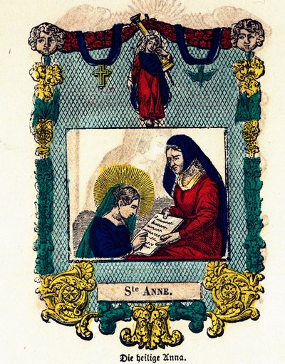 Pious image: Saint Anne. Engraving of the 19th century by Anonymous Anonymous
