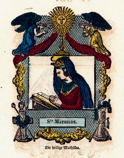 Pious image: Saint Mathilde - 19th century engraving - Private collection by Anonymous Anonymous