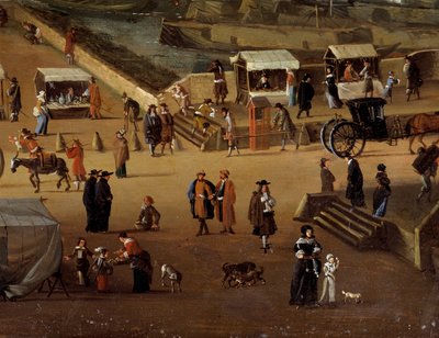 Porter Chairs and Trade on the Pont Neuf in Paris in the 17th Century (Detail) by Anonymous Anonymous