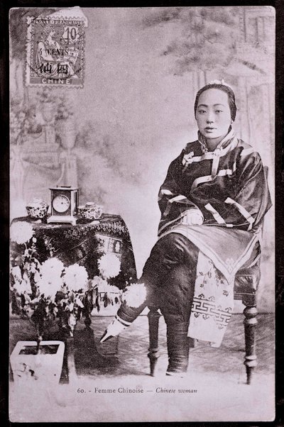 Portrait of Chinese woman in traditional costume with bound feet - Early 20th century photograph - Private collection by Anonymous Anonymous