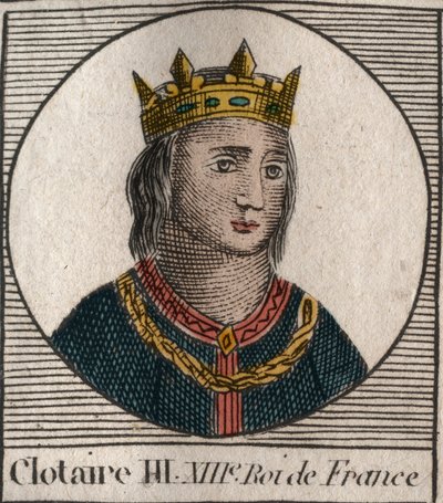 Portrait of Clothaire III, King of Neustria and Burgundy - engraving from 