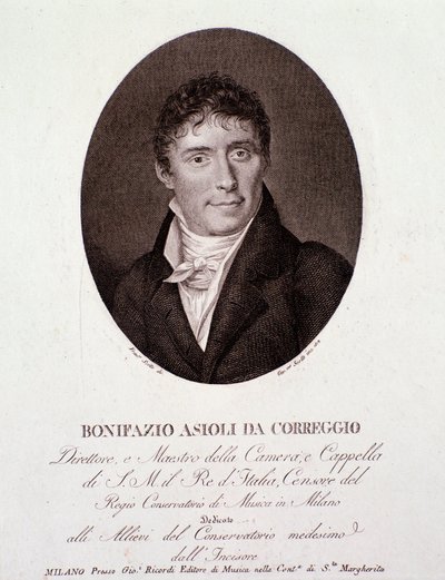 Portrait of Italian Composer Bonifazio Asioli (1769-1832) (Engraving) by Anonymous Anonymous
