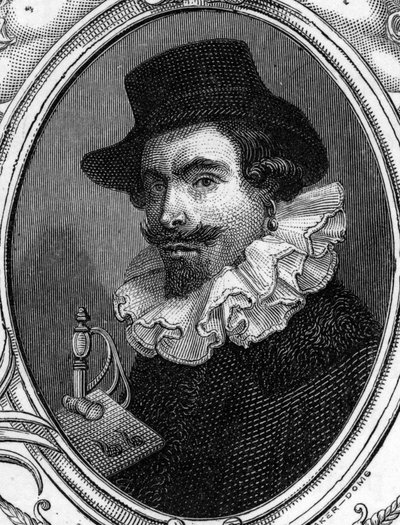 Portrait of Leonello Spada or Lionello Spada, Italian painter. Engraving of 1859 in 