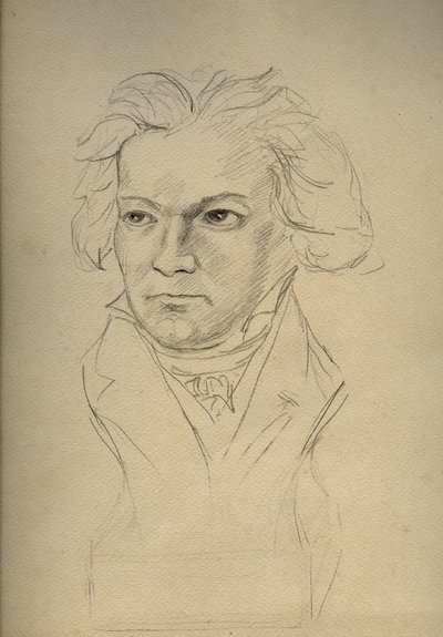 Portrait of Ludwig van Beethoven (1770-1827) German composer - anonymous drawing from the beginning of the 20th century - Private collection by Anonymous Anonymous