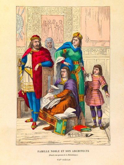 Portrait of a noble family with its architect in the 7th century by Anonymous Anonymous