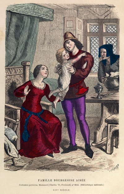 Portrait of an affluent bourgeois family in Paris in the 14th century by Anonymous Anonymous