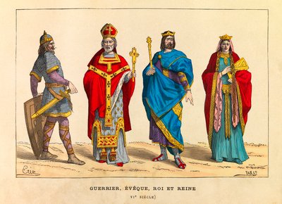 Portraits and Costumes of a Warrior, a Bishop, a King and a Queen in the 6th Century by Anonymous Anonymous