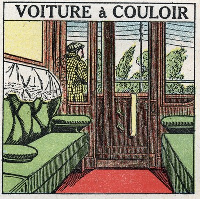 Railways: corridor wagon. Anonymous illustration of 1925. Private collection. by Anonymous Anonymous