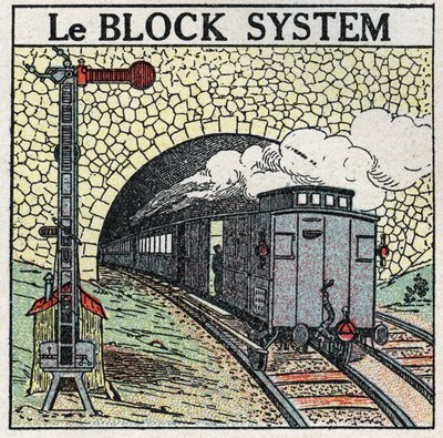 Railways: the block system uses around major cities to avoid collisions. Anonymous illustration from 1925. Private collection. by Anonymous Anonymous