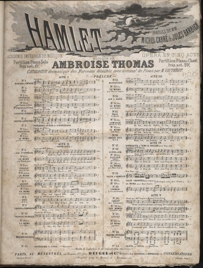 Score of HAMLET Opera by Ambroise Thomas in five acts on a libretto by Jules Barbier & Michel Carre. Private collection by Anonymous Anonymous