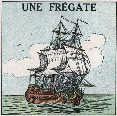 Ships and Ships: A Frigate. Anonymous illustration of 1925. Private Collection by Anonymous Anonymous