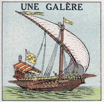 Ships and ships: a galley. Anonymous illustration of 1925. Private collection. by Anonymous Anonymous