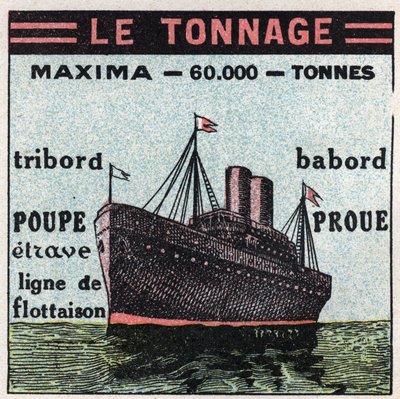 Ships and Ships: Tonnage. Anonymous Illustration of 1925. Private Collection by Anonymous Anonymous