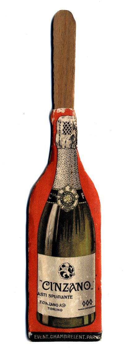 Small advertising fan, object derived from promotion of Vermouth brand Cinzano by Anonymous Anonymous