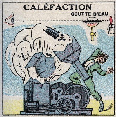 Steam generators: explosion of a boiler caused by the calefaction. Anonymous illustration from 1925. Private collection. by Anonymous Anonymous