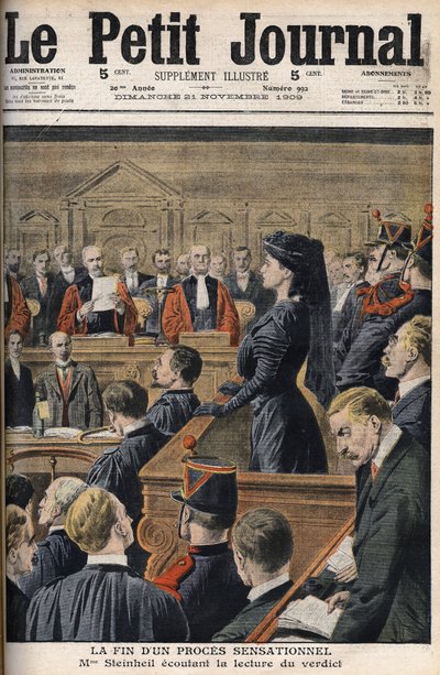 Steinheil case: Marguerite Steinheil (1869-1954) listening to the reading of the verdict - Le Peiny Journal, November 1909 by Anonymous Anonymous