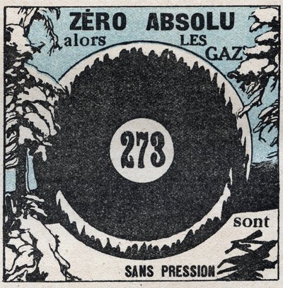 Temperature and expansion: absolute zero (-273 degrees centigrade). Anonymous illustration from 1925. Private collection. by Anonymous Anonymous