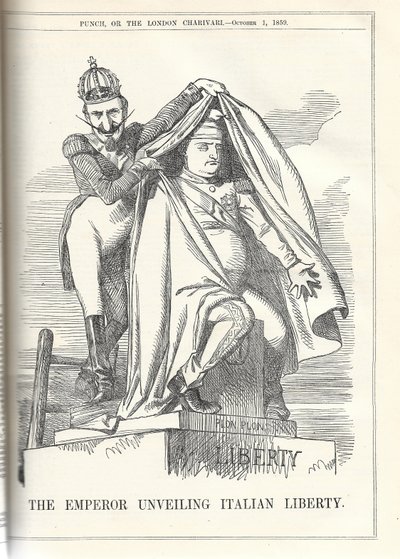 The Emperor Unveiling Italian Liberty. From Punch Magazine by Anonymous Anonymous