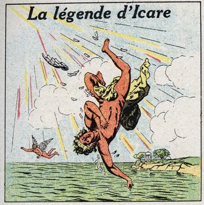 The Fall of Icarus. Anonymous illustration of 1925. Private collection. by Anonymous Anonymous