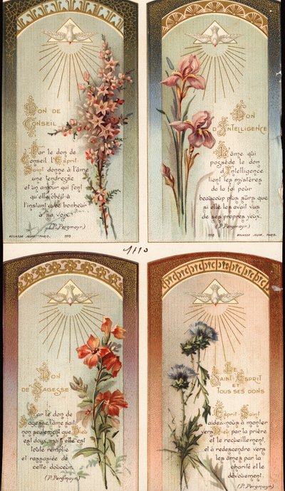 The Four Gifts: Advice, Intelligence, Wisdom and Holy Spirit Pious Image by Anonymous Anonymous