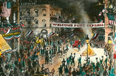 The arrival of the pony express by Anonymous Anonymous