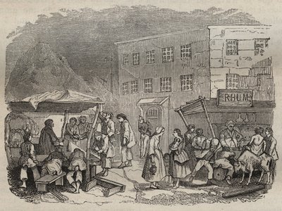 The canteen of the bagne de Rochefort in the 19th century. Engraving in Histoire des bagnes depuis leur création à nos jours (1877) by Pierre Zaccone. Private collection. by Anonymous Anonymous