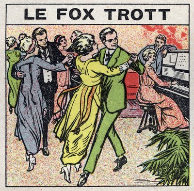 The effects of music: couples dance the Fox Trot in a social evening. Anonymous illustration from 1925. Private collection. by Anonymous Anonymous