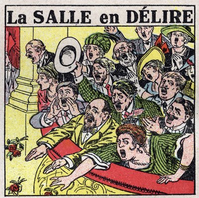 The Effects of Music: Spectators of a Theatre Expressing Their Joy with Shouts, Applause and Flowering Flowers. Anonymous Illustration from 1925. Private Collection by Anonymous Anonymous