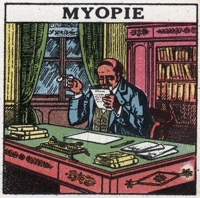 The Eye: Person Suffering from Myopia. Anonymous Illustration from 1925. Private Collection. by Anonymous Anonymous