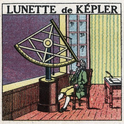 The first optical instruments: astronomical bezel by Johannes Kepler invented around 1615. Anonymous illustration from 1925. Private collection. by Anonymous Anonymous