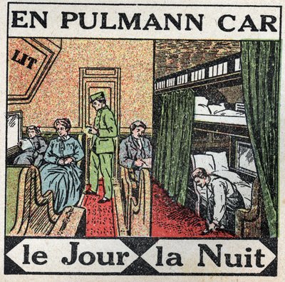 The railways: inside the Pullman car. Anonymous illustration from 1925. Private collection. by Anonymous Anonymous