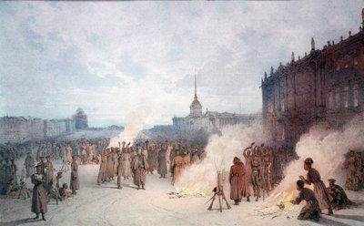 Tsar Nicholas I and his soldiers during the December 14 by Anonymous Anonymous