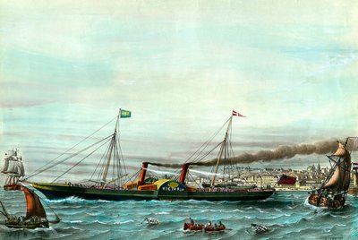 Vessel La Victoria serving between Boulogne-sur-Mer and Folkestone. Engraving of the 19th century. Private collection by Anonymous Anonymous