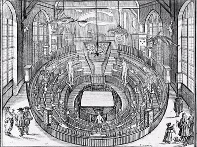 View of an anatomical theatre probably at Leiden University in the early 17th century by Anonymous Anonymous