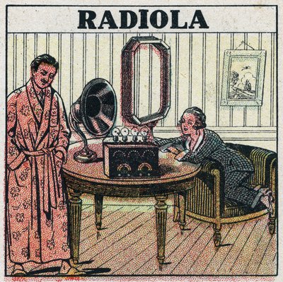 Wireless telephony: Radiola radio set. Anonymous illustration from 1925. Private collection. by Anonymous Anonymous