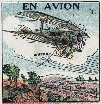 Wireless telephony: by plane. Anonymous illustration of 1925. Private collection. by Anonymous Anonymous