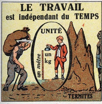 Work and power: work is time-dependent. Anonymous illustration from 1925. Private collection. by Anonymous Anonymous