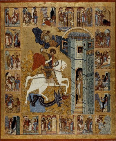 Saint George with Scenes from His Life by Anonymous Russian icon painter