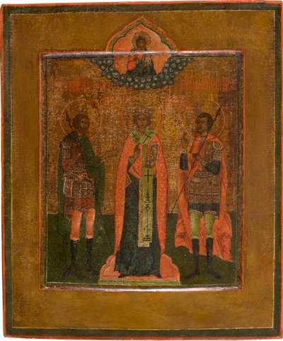 Saints Menas, Nikita of Novgorod and John the Warrior by Anonymous Russian icon painter