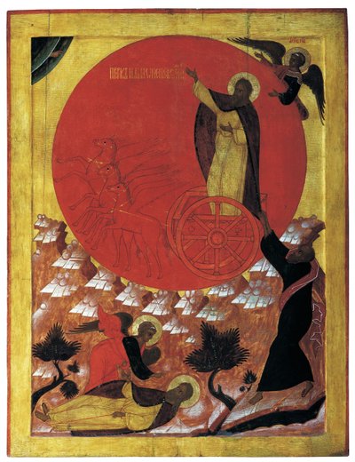 The Prophet Elijah and the Fiery Chariot by Anonymous Russian icon painter