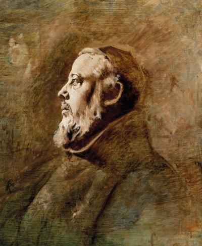 Bust Portrait of a Monk in Profile by Anselm Feuerbach