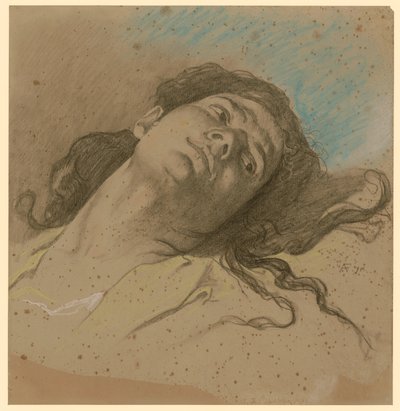 Female Study Head, Reclined, with Loose Hair by Anselm Feuerbach