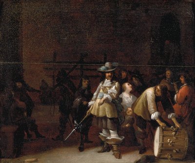 A Guardroom Interior with a Cavalier Conversing with a Drummer by Anthonie Palamedesz