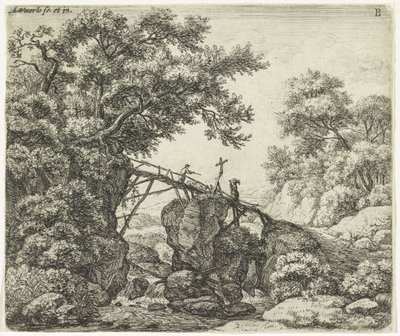 Shepherd on a Sloping Bridge by Anthonie Waterloo